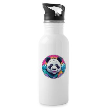 Panda Aquarell Karikatur Kawaii Haustier Tier Farbefu - Trinkflasche mit integriertem Trinkhalm - Weiß - Rechts