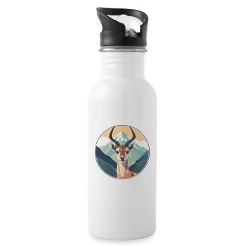 Antilope aquarelle dessin animé kawaii animal animal Colo - Gourde avec paille intégrée - blanc - Droite