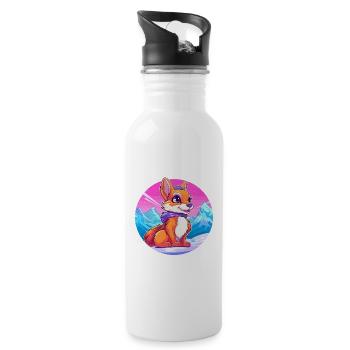 Eichhörnchen Aquarell Karikatur Kawaii Haustier Tier Colo - Trinkflasche mit integriertem Trinkhalm - Weiß - Rechts