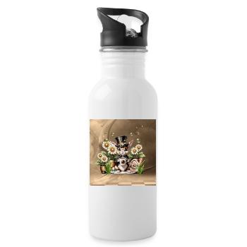 Dieser niedliche Steampunk Osterhase ist da - Trinkflasche mit integriertem Trinkhalm - Weiß - Rechts