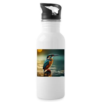Eisvogel - Trinkflasche mit integriertem Trinkhalm - Weiß - Rechts