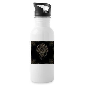 Une merveilleuse fleur de lotus doré en filigrane. - Gourde avec paille intégrée - blanc - Droite