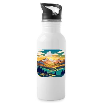 Mountains in Sunset I - Water bottle with straw - white - Right