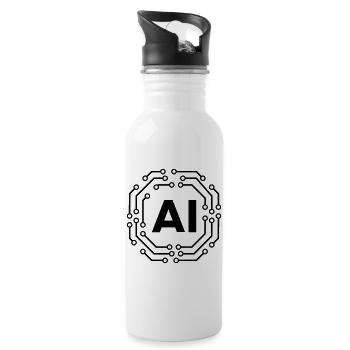 AI Icon Badge Logo Artificial Intelligence Logo - Trinkflasche mit integriertem Trinkhalm - Weiß - Rechts