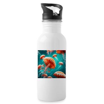 Jellyfish - Water bottle with straw - white - Right