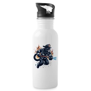 Fire Brigade Panther Jaguar Gift - Water bottle with straw - white - Right