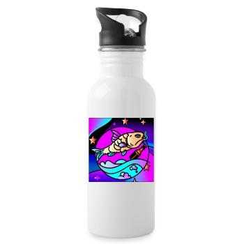 Poisson vaperwave/retrowave ivre. - Gourde avec paille intégrée - blanc - Droite