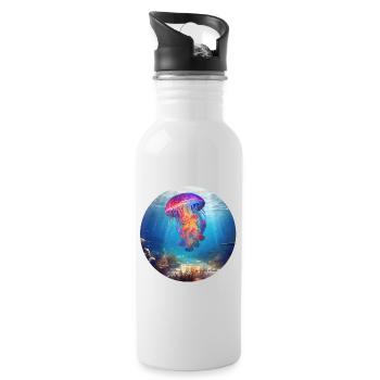 Meduse - enjoy the silence - Trinkflasche mit integriertem Trinkhalm - Weiß - Rechts