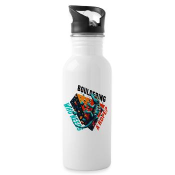 Bouldern Gecko Seil? Geschenk - Trinkflasche mit integriertem Trinkhalm - Weiß - Rechts