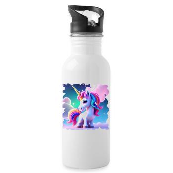 Unicorn in the clouds - Water bottle with straw - white - Right