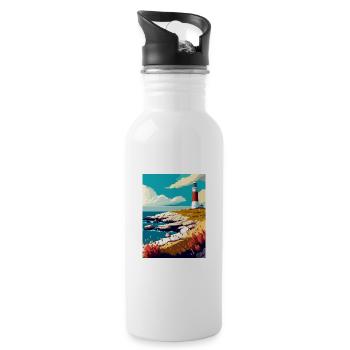 Portland Bill England Vintage Reiseposter WPA - Trinkflasche mit integriertem Trinkhalm - Weiß - Rechts