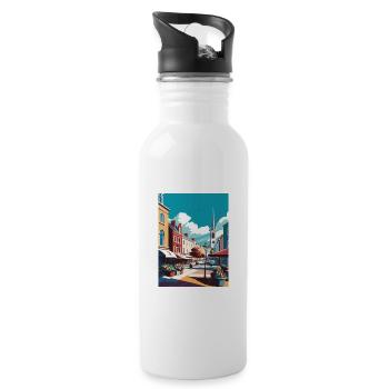 Galway Square Irland Vintage Reiseposter WPA - Trinkflasche mit integriertem Trinkhalm - Weiß - Rechts