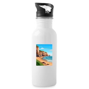 Torquay Cliffs England Vintage Reiseposter WPA - Trinkflasche mit integriertem Trinkhalm - Weiß - Rechts