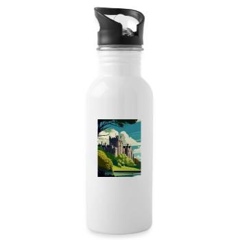 Arundel Castle England Vintage Travel Poster WPA - Water bottle with straw - white - Right