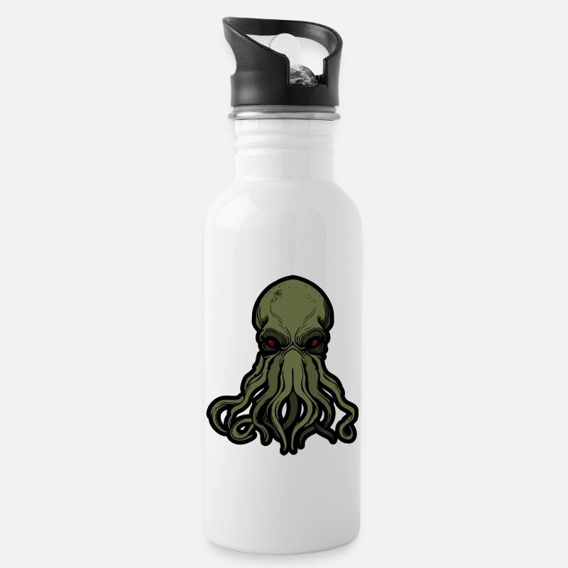 Cthulhu! The Stars are finally right! - Water bottle with straw - white
