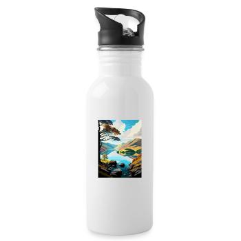 Ullswater Decoration Vintage Travel Poster WPA Art - Water bottle with straw - white - Right