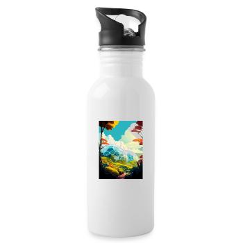 Eden Project England Vintage Travel Poster WPA Art - Water bottle with straw - white - Right