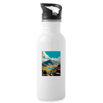 Scafell Pike Angleterre Vintage voyage affiche WPA Art - Gourde avec paille intégrée - blanc - Droite