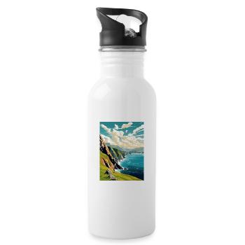 Slieve League Irlande Affiche de voyage vintage WPA - Gourde avec paille intégrée - blanc - Droite