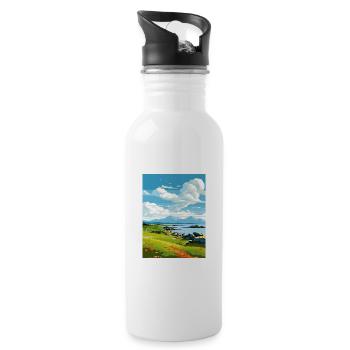 Isle Of Jura Scotland Vintage Travel Poster WPA - Water bottle with straw - white - Right