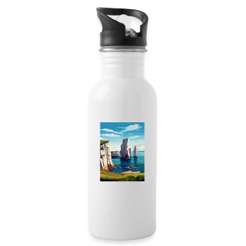 Beachy Head Sussex Vintage voyage affiche Souvenir - Gourde avec paille intégrée - blanc - Droite