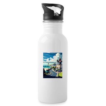 Lyme Regis England Vintage Travel Poster Souvenir - Water bottle with straw - white - Right
