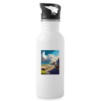 Hythe England Kent Vintage Travel Poster Souvenir - Water bottle with straw - white - Right