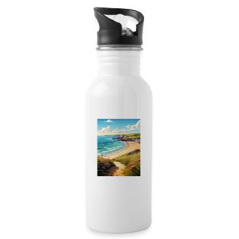 Daymer Bay Cornwall Vintage voyage affiche Souvenir - Gourde avec paille intégrée - blanc - Droite