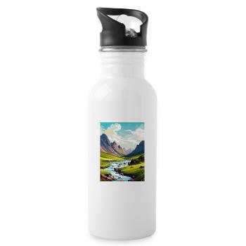 Ben Nevis Scotland Vintage Travel Poster Souvenir - Water bottle with straw - white - Right