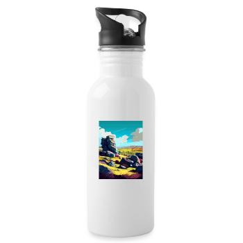 Bodmin Moor England Vintage Travel Poster Souvenir - Water bottle with straw - white - Right
