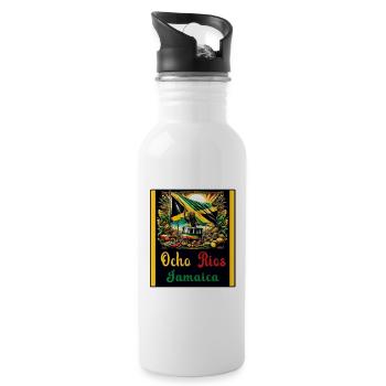 Design reggae jamaïcain Ocho Rios - Gourde avec paille intégrée - blanc - Droite