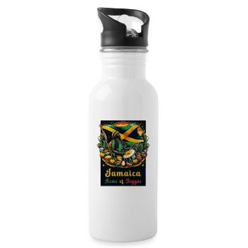 Jamaika das Zuhause des Reggae - Trinkflasche mit integriertem Trinkhalm - Weiß - Rechts