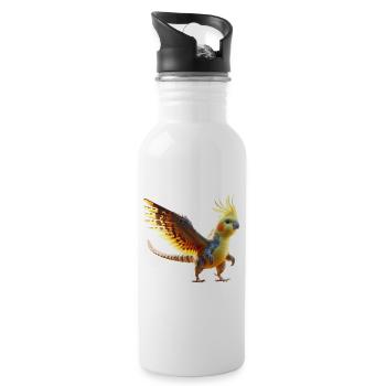 Nymphendino (01) - Trinkflasche mit integriertem Trinkhalm - Weiß - Rechts