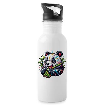 Panda - Trinkflasche mit integriertem Trinkhalm - Weiß - Rechts