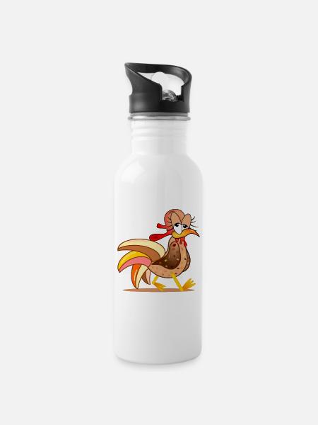 POULAILLER POULETS BANDE DESSINÉE - Gourde avec paille intégrée - blanc