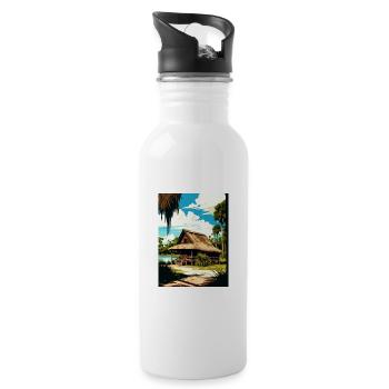 De Leon Springs State Park Florida Travel Poster - Water bottle with straw - white - Right