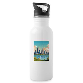 Montreal Montrealgift Canada Vintage Travel Poster - Water bottle with straw - white - Right