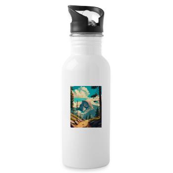 Half Dome Trail Yosemite Californie affiche de voyage - Gourde avec paille intégrée - blanc - Droite