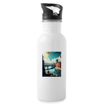 Exeter England Vintage Travel Poster WPA Souvenir - Water bottle with straw - white - Right