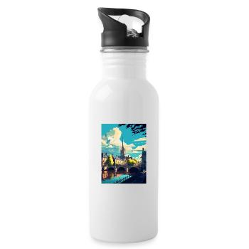 Bath England Vintage Reiseposter WPA Souvenir - Trinkflasche mit integriertem Trinkhalm - Weiß - Rechts