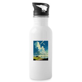 Lydd England Kent Vintage Travel Poster Souvenir - Water bottle with straw - white - Right