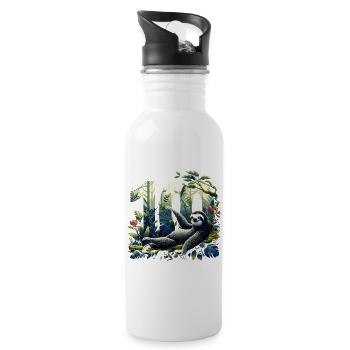 100 Years Sloth 100th Birthday Gift - Water bottle with straw - white - Right