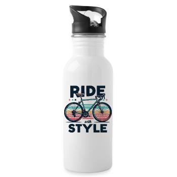 Ride with Style Bicycle Design - Water bottle with straw - white - Right