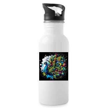 Peacock - Water bottle with straw - white - Right