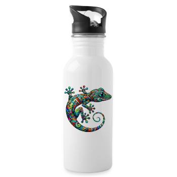 Gecko - Trinkflasche mit integriertem Trinkhalm - Weiß - Rechts