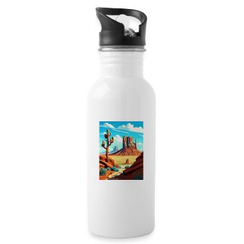 Monument Valley Arizona Vintage Reiseposter WPA - Trinkflasche mit integriertem Trinkhalm - Weiß - Rechts