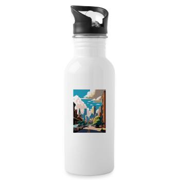 Pittsburgh Pennsylvania Vintage Travel Poster WPA - Water bottle with straw - white - Right