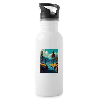 Lake Mammoth Kalifornien Vintage Reiseposter WPA - Trinkflasche mit integriertem Trinkhalm - Weiß - Rechts
