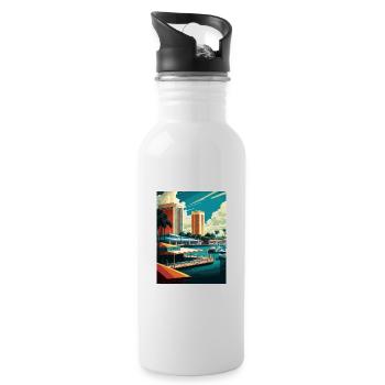 Fort Lauderdale Florida Vintage Reiseposter WPA - Trinkflasche mit integriertem Trinkhalm - Weiß - Rechts