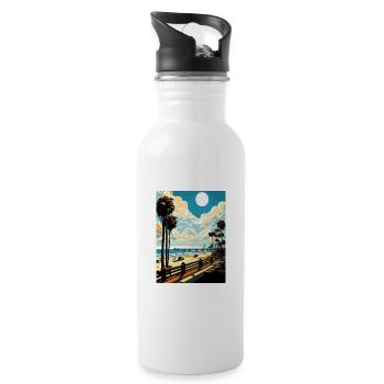 Newport Beach Kalifornien Vintage Reiseposter WPA - Trinkflasche mit integriertem Trinkhalm - Weiß - Rechts